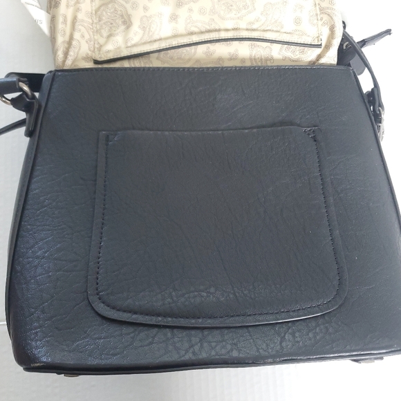 Simply Noelle Leather Fringed Shoulder Bag Black Conceal Weapon Pouch Boho Chic - Picture 9 of 15